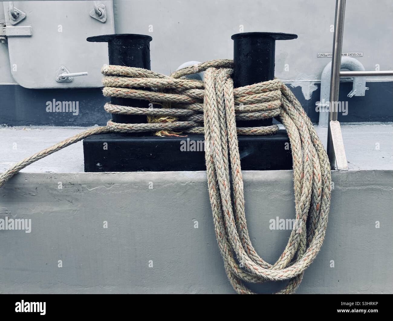 Rope on mooring bollard - Smartphone Captured Stock Image