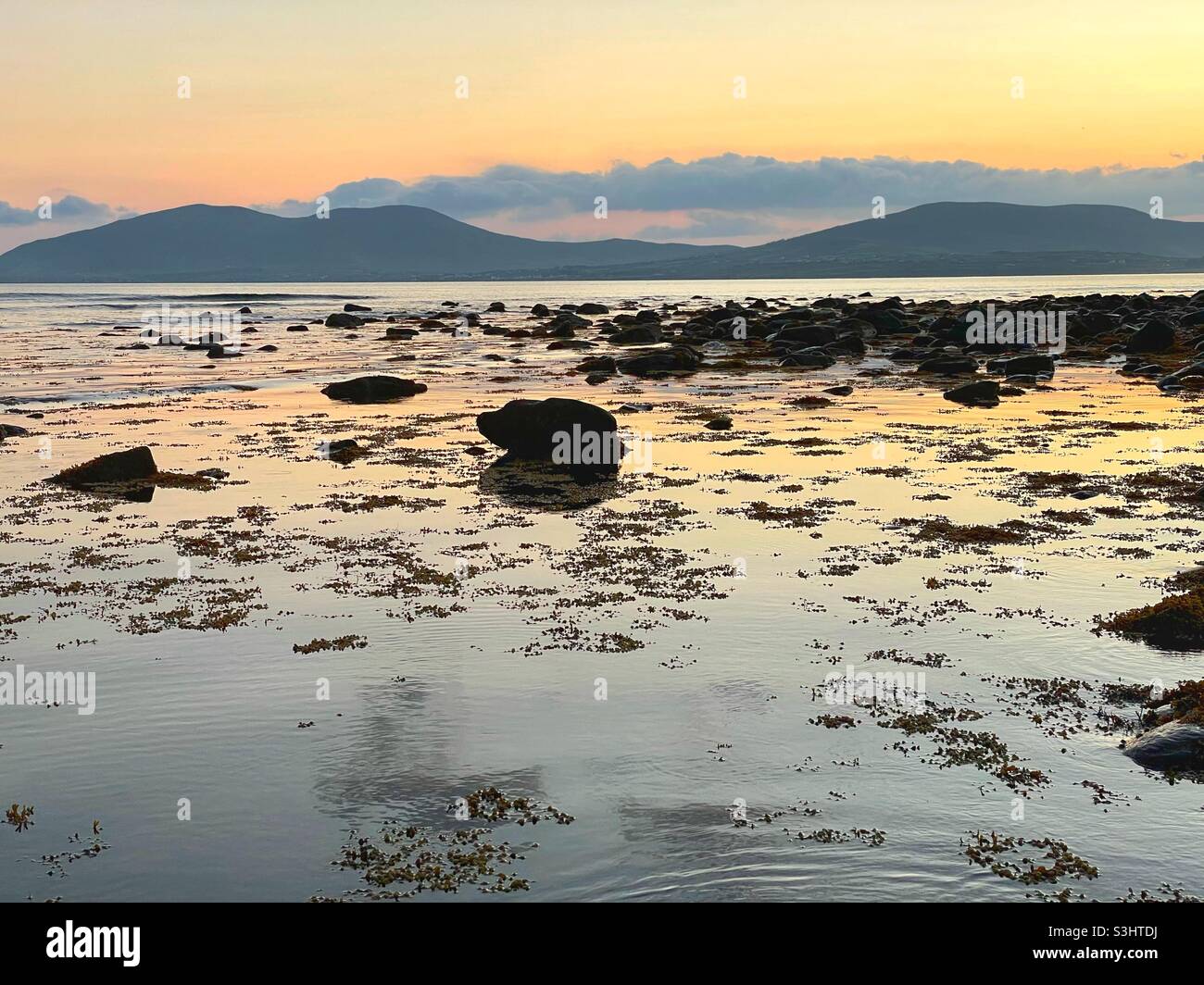 BallinSkellig Bay at dusk, County Kerry, Ireland, August. Stock Photo