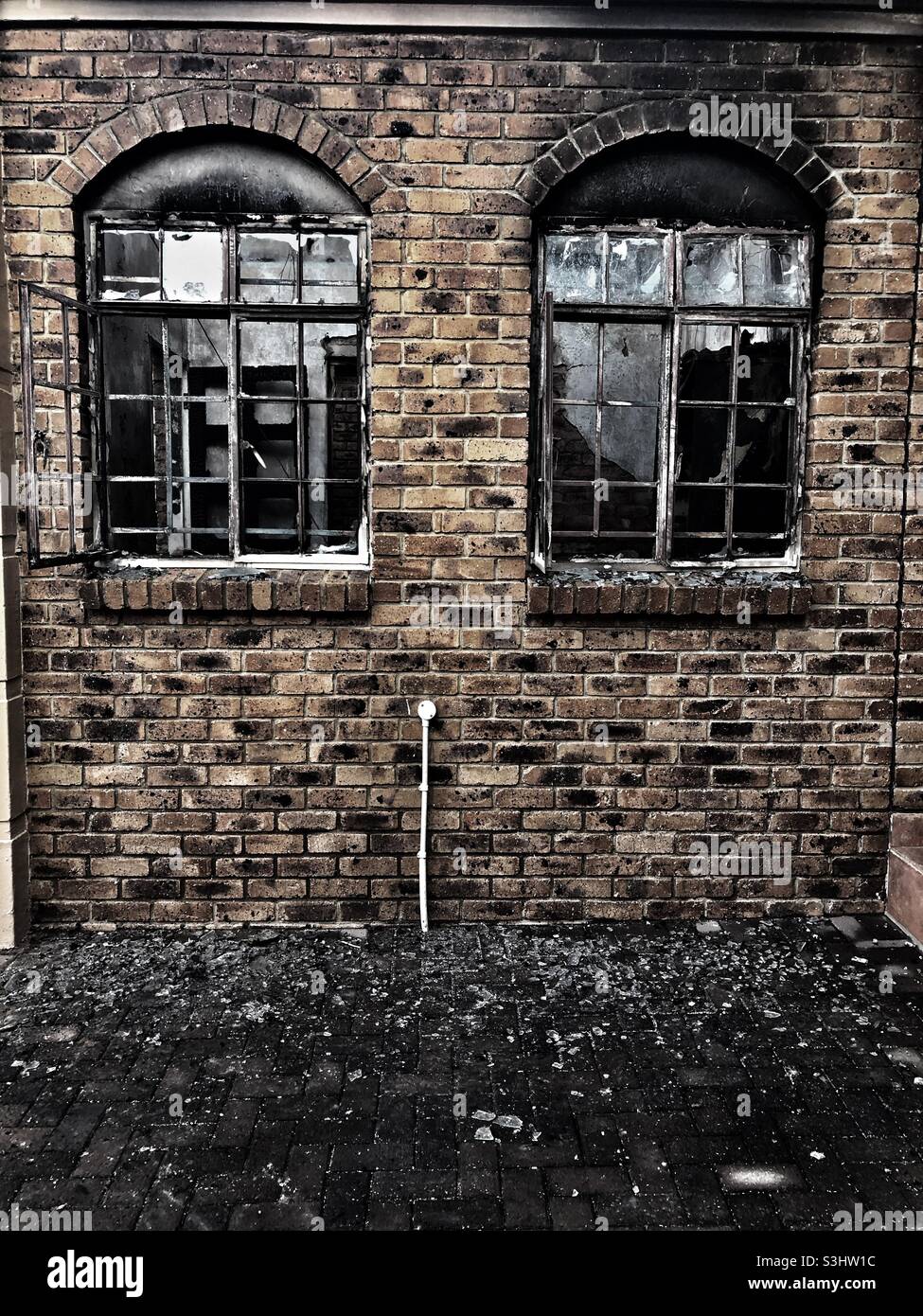 The aftermath of a house fire at a residential house - Smartphone Captured Stock Image