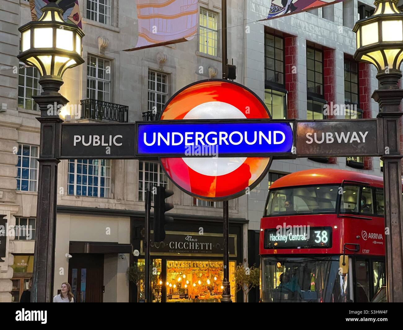 Sign above the entrance to the London Underground station at Piccadilly Circus - Smartphone Captured Stock Image