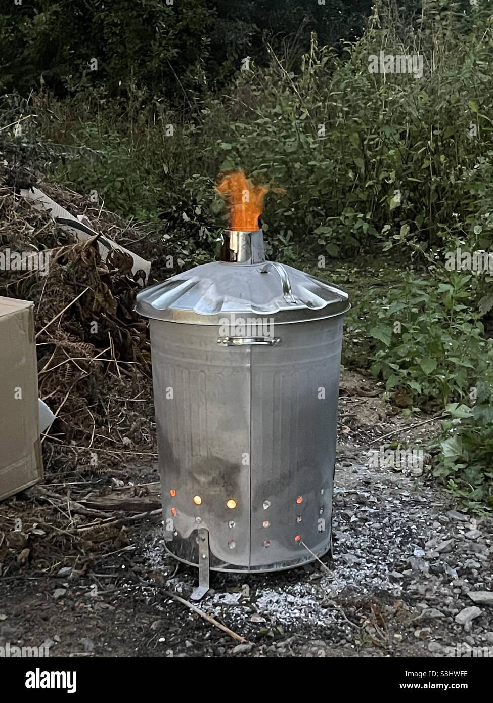 Burning rubbish in dustbin incinerator Stock Photo Alamy