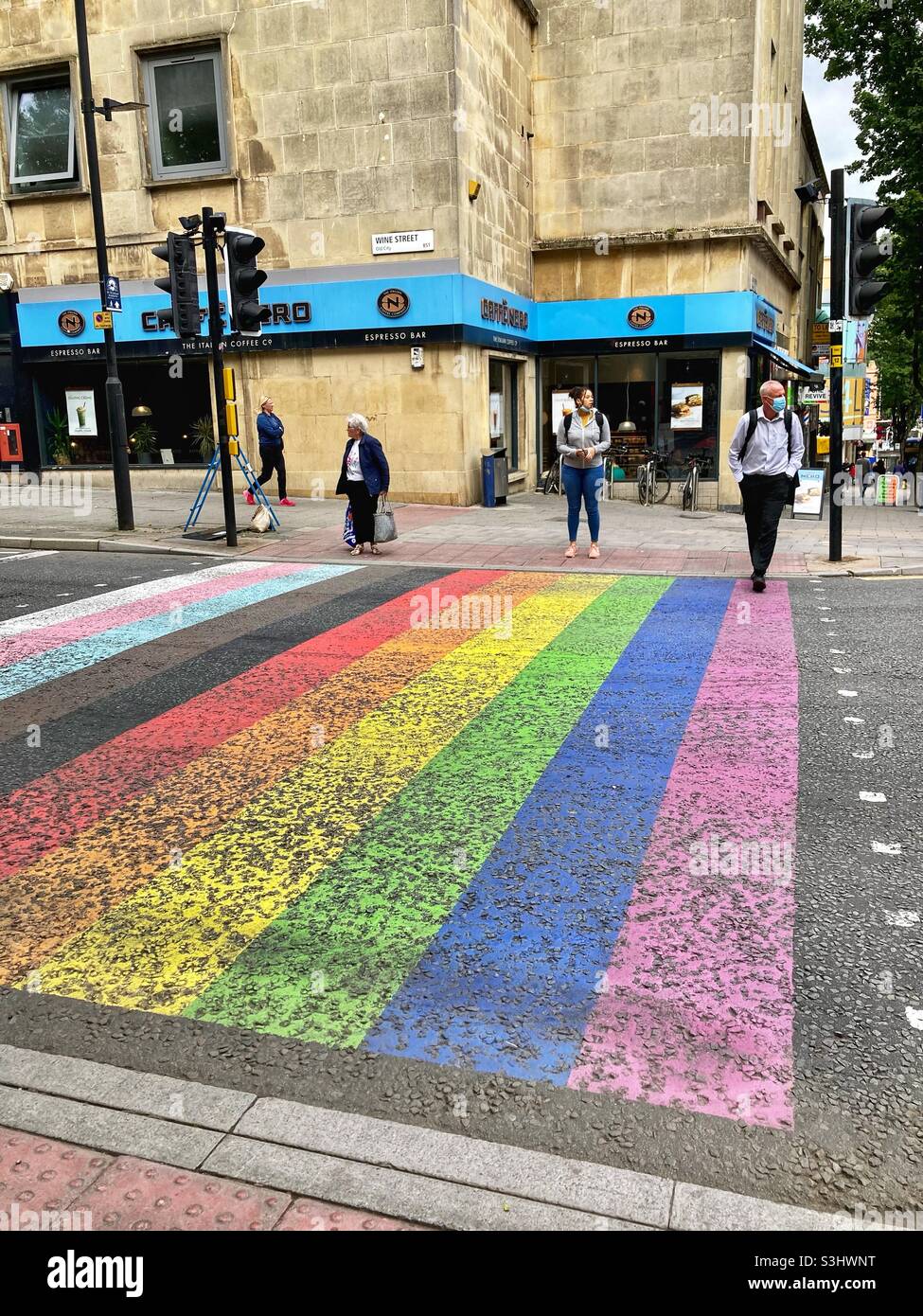 Rainbow crossing- Bristol Stock Photo