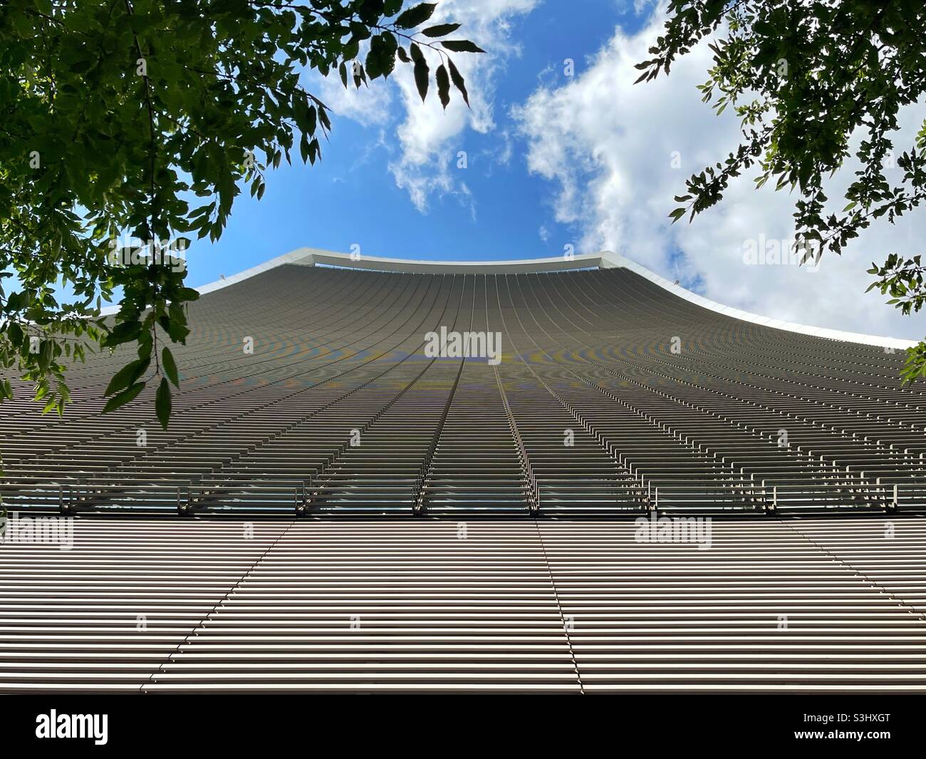 View looking up from the base of the “Walkie-Talkie” skyscraper building in The financial district of Central London - Smartphone Captured Stock Image