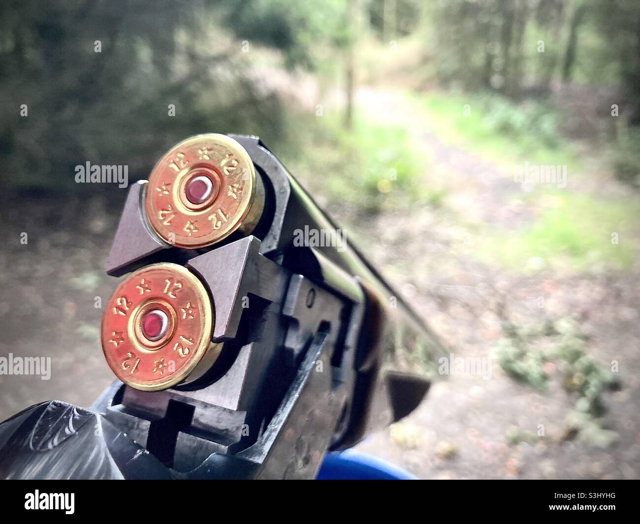 Clay shooting Stock Photo