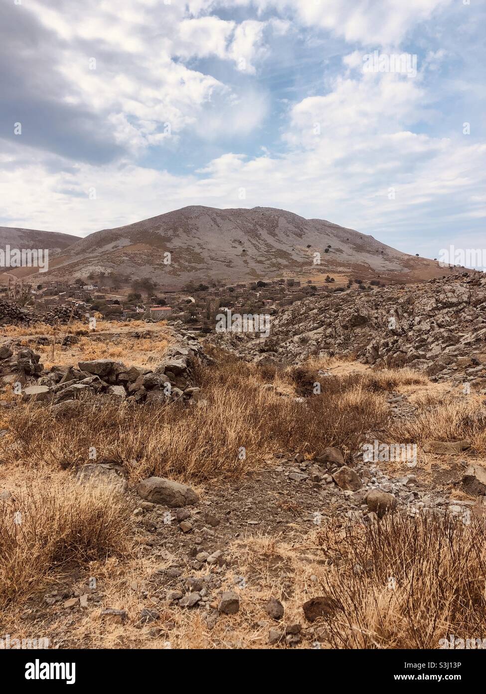 Mountain landscape on a Turkish island - Smartphone Captured Stock Image