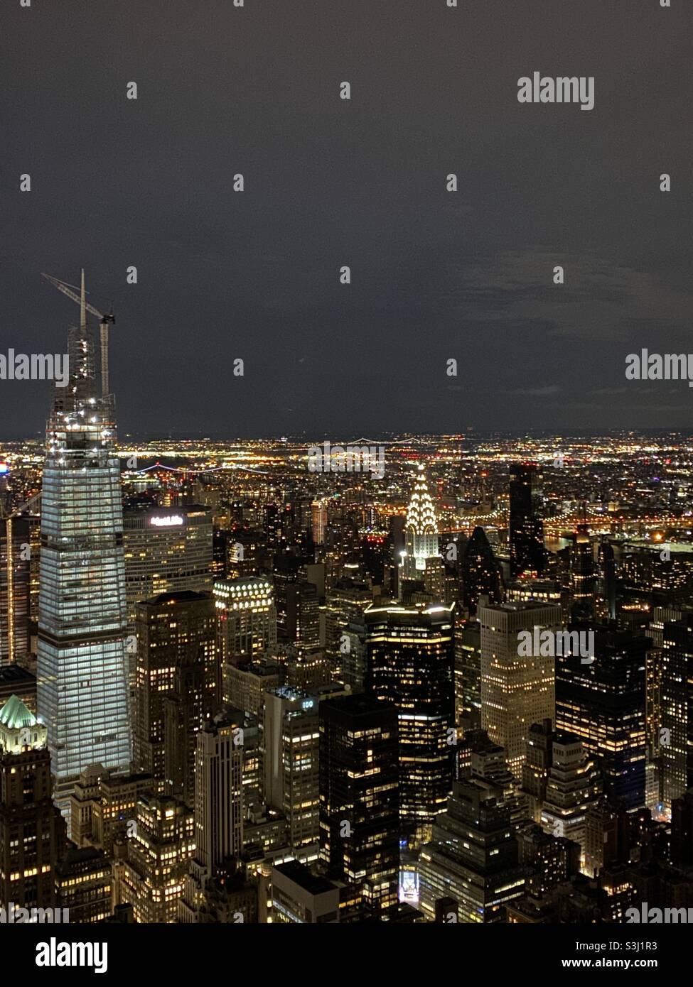 New York by night taken from Empire State Building  taken December 2019 - Smartphone Captured Stock Image