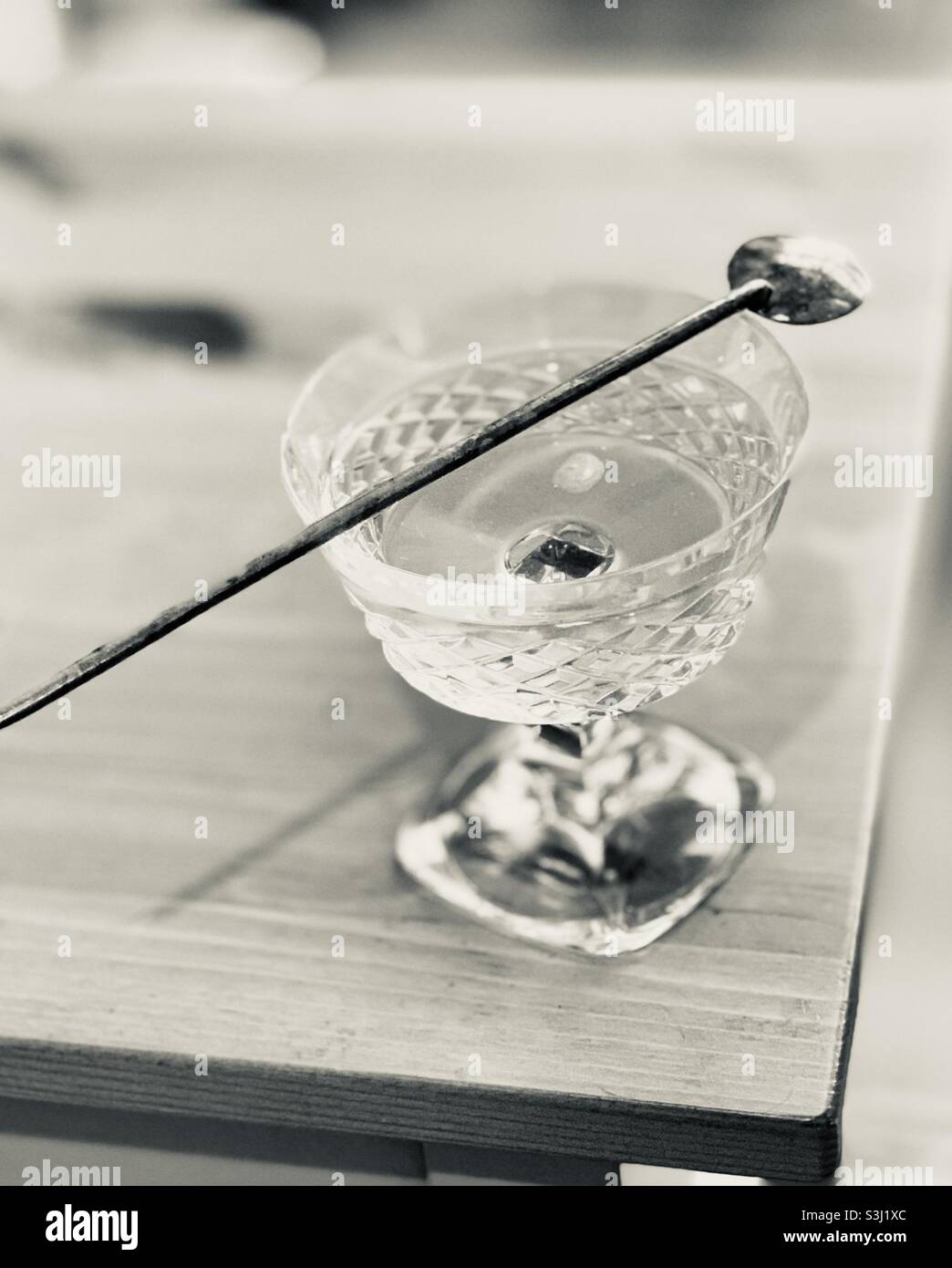 Black and white vintage cocktail in crystal glass Stock Photo