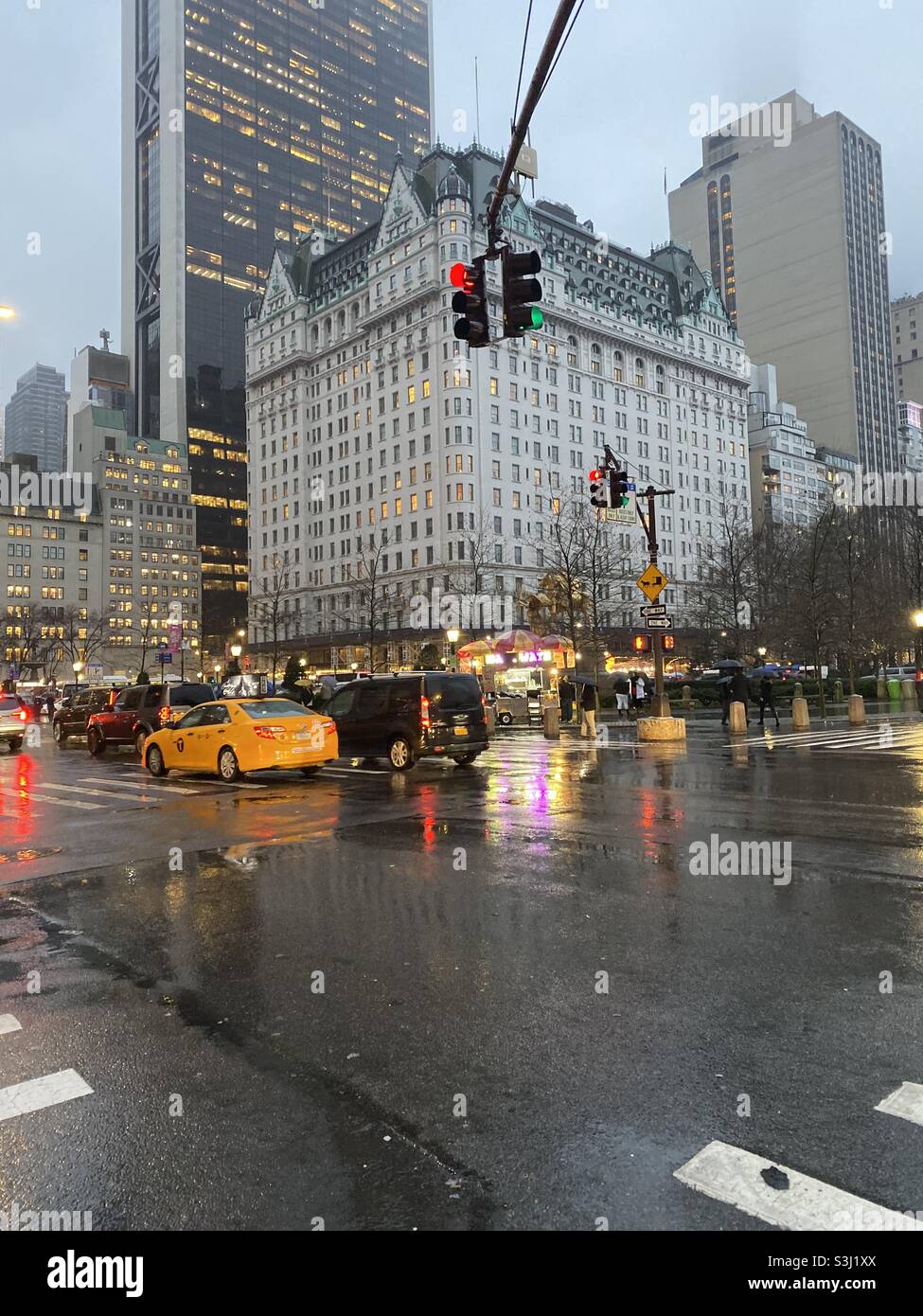 The Plaza Hotel in New York on a rainy day in December 2019 - Smartphone Captured Stock Image