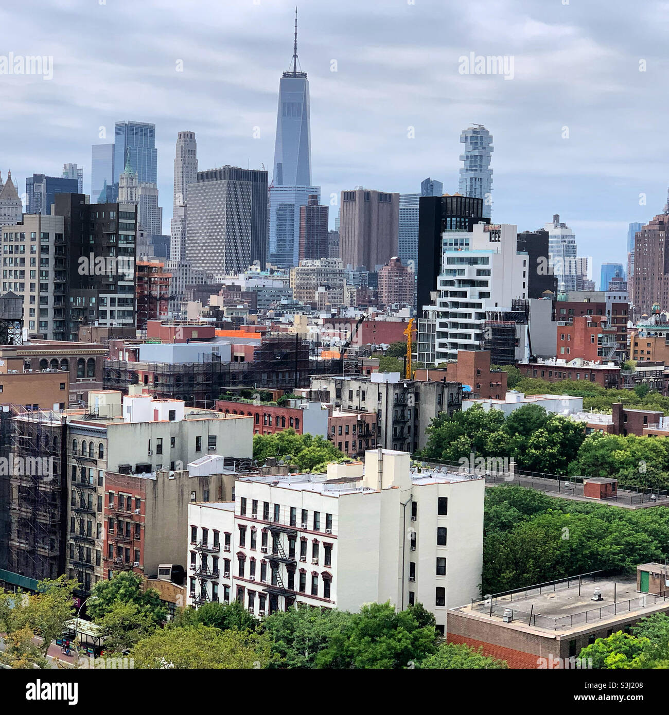 August, 2021, a view from the Lower East Side towards One World Trade Center, Manhattan, New