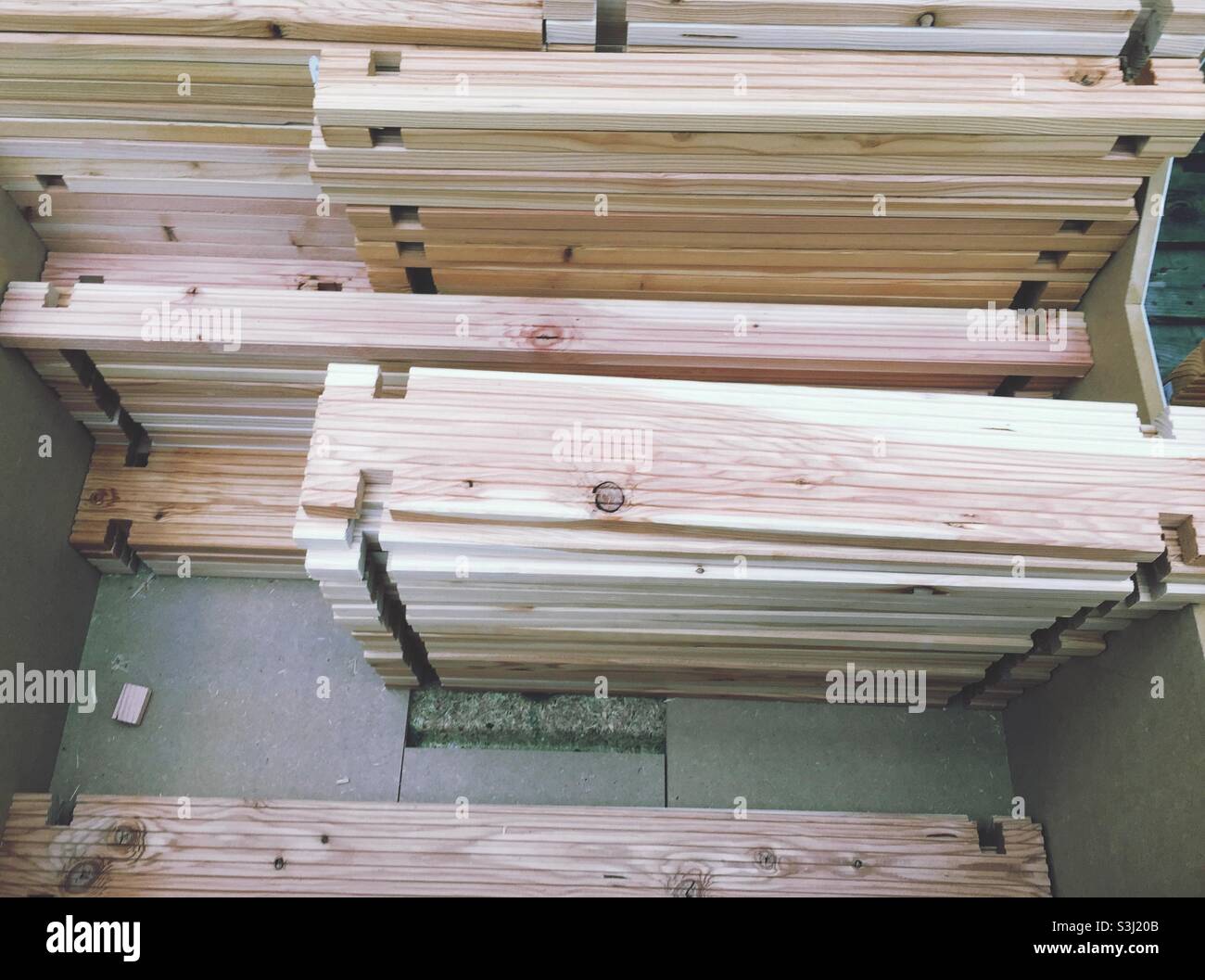 Stack or pile of wooden boards - Smartphone Captured Stock Image