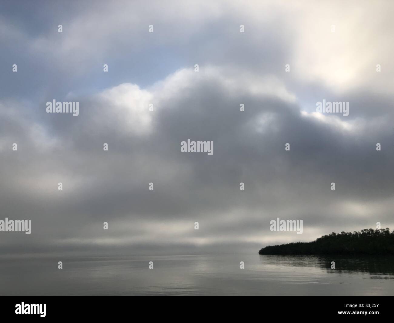 Water and land in the fog - Smartphone Captured Stock Image