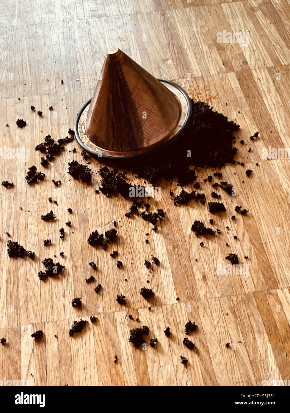 Spilled coffee grounds - Smartphone Captured Stock Image