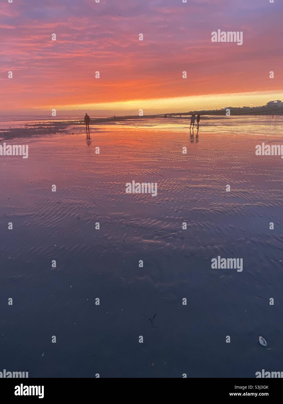 Sunset over Worthing beach - Smartphone Captured Stock Image