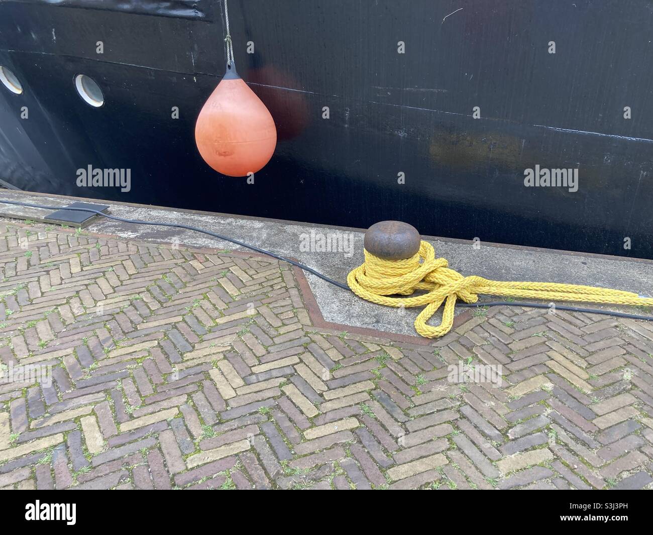 Mooring bollard and Ball - Smartphone Captured Stock Image