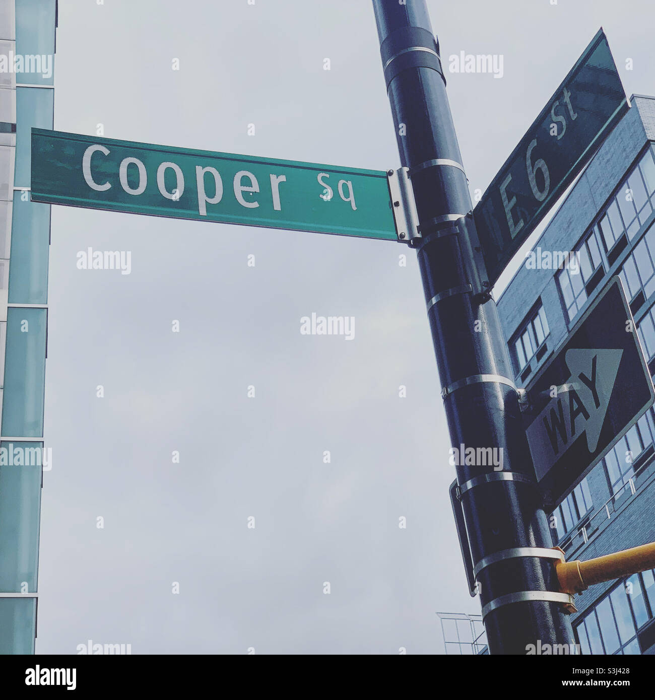 Sign, Cooper Square, Manhattan, New York, New York, United States - Smartphone Captured Stock Image