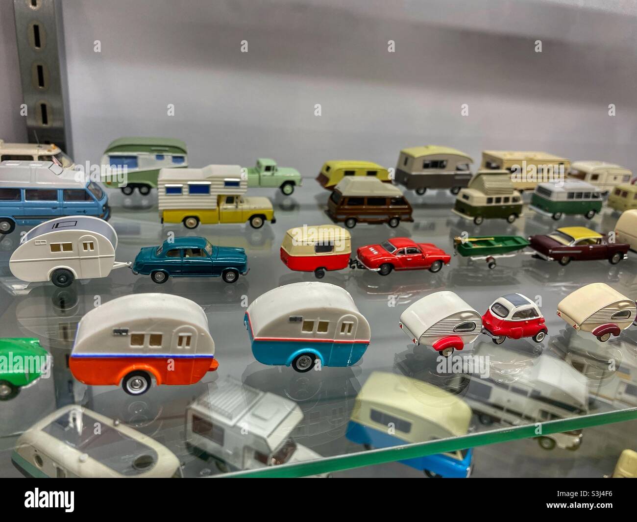 Cute antique travel trailer toys - Smartphone Captured Stock Image