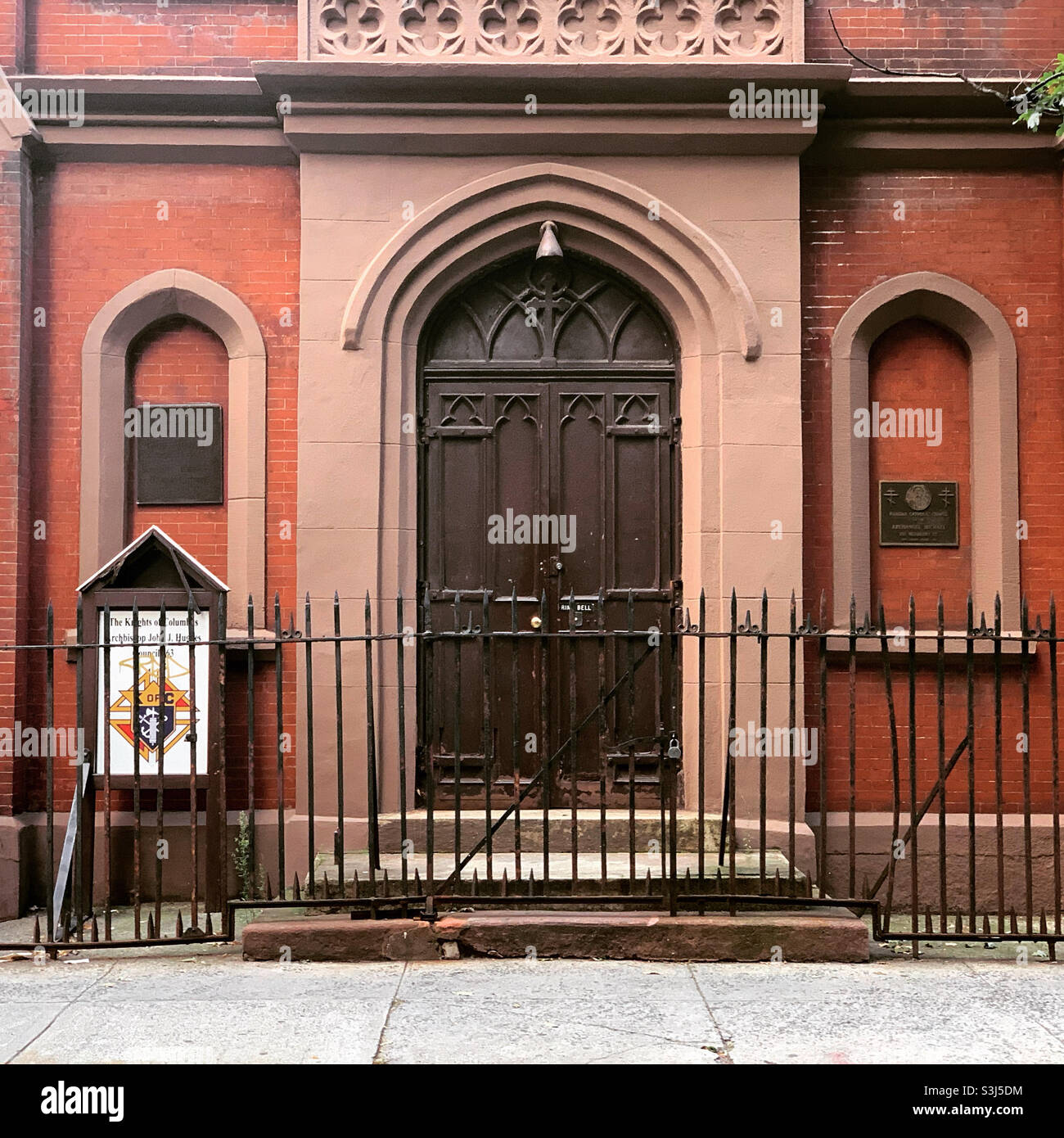 Front entrance, Russian Catholic Chapel of the Archangel Michael, Mulberry Street, Little Italy, New York, New York, United States - Smartphone Captured Stock Image