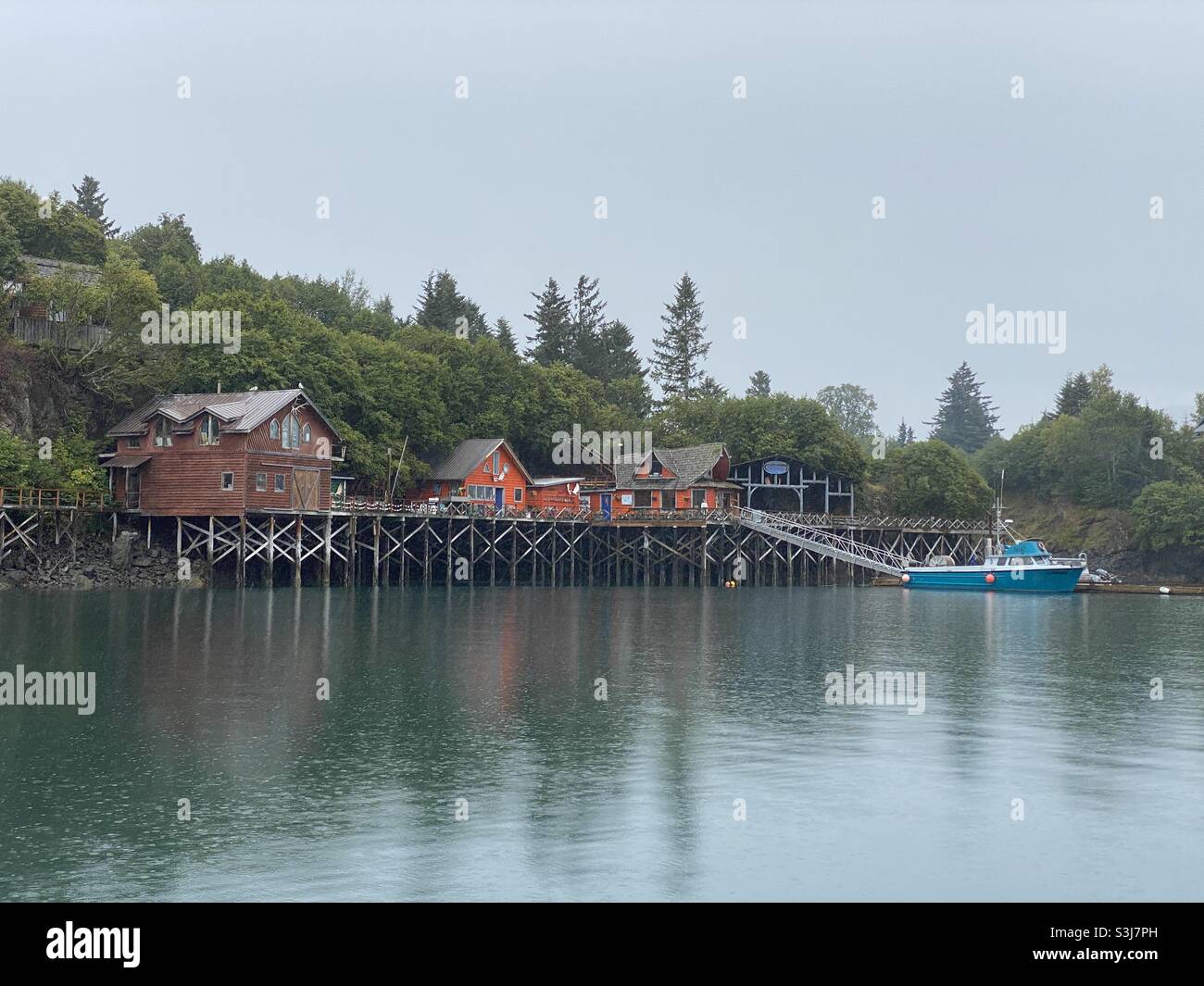 Halibut Cove is located across Cook Inlet from Homer Alaska Stock Photo