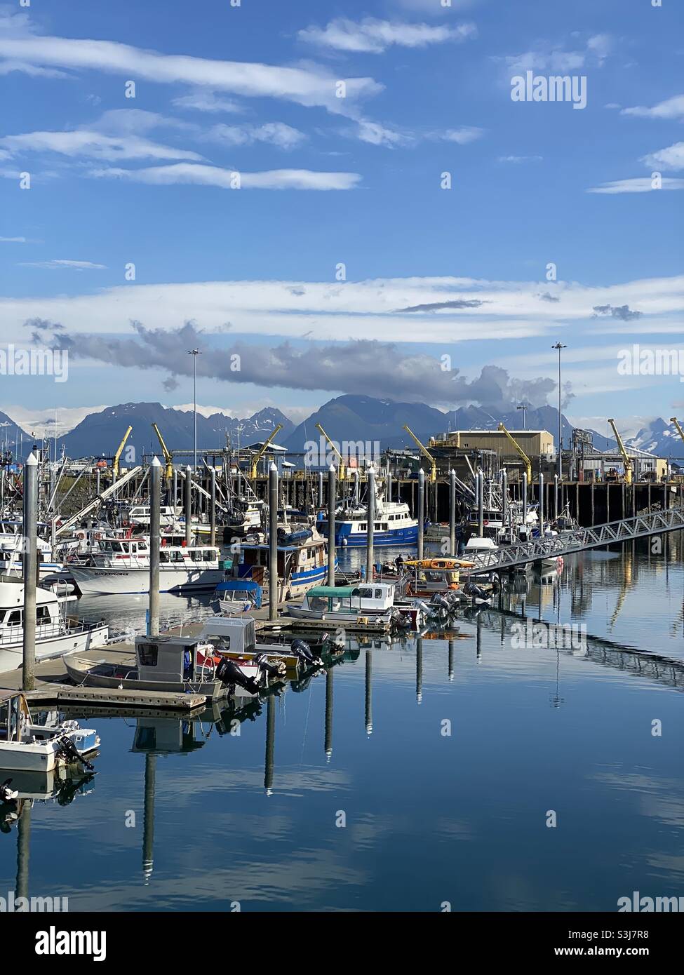 The boat harbor at Homer Alaska Stock Photo Alamy