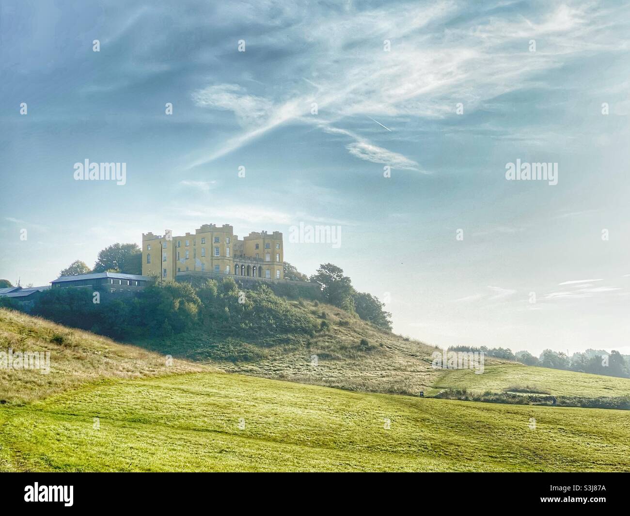 Stoke Park Estate early morning in early autumn, historic house, near