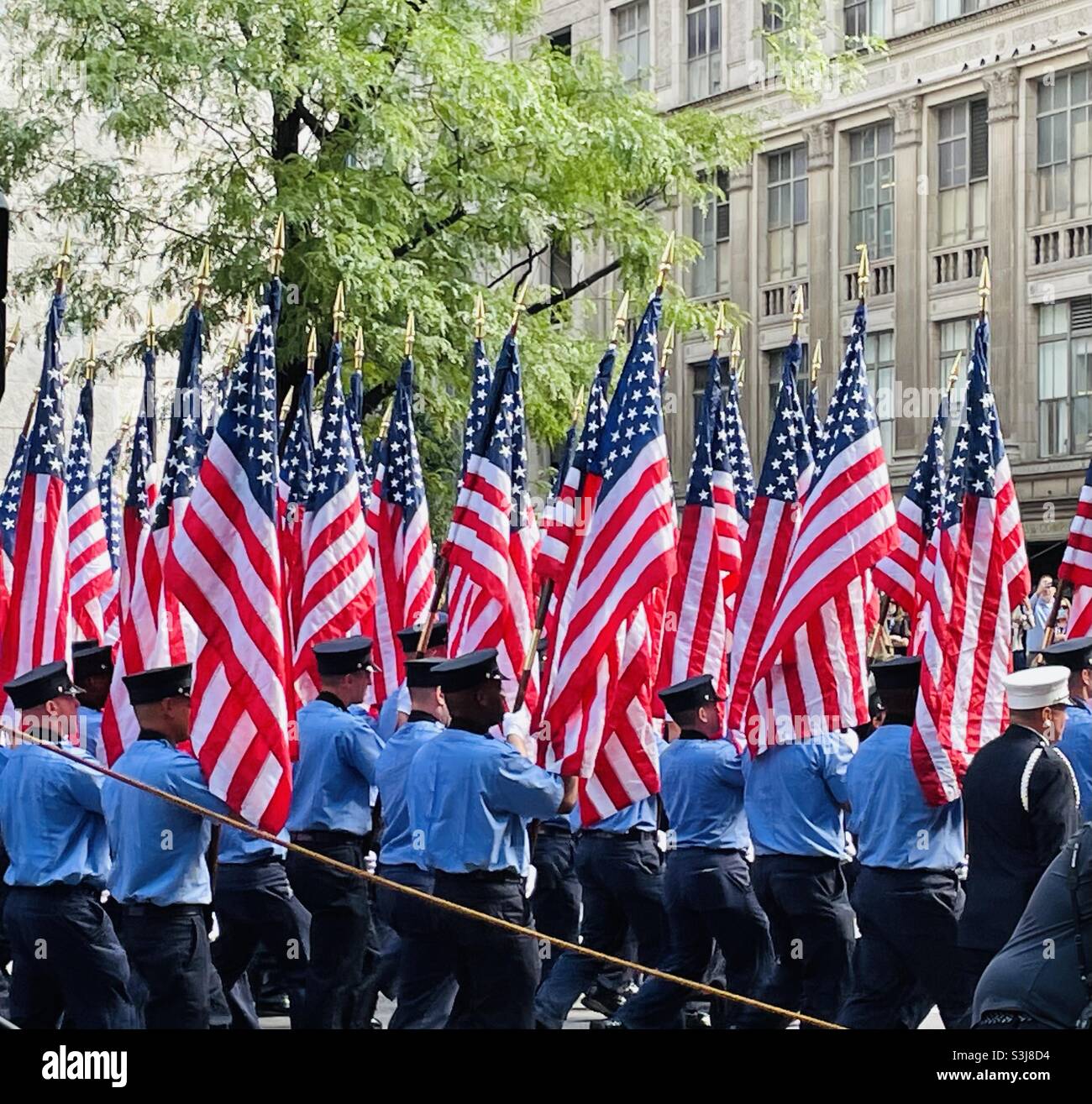 American flag tribute for 9/11 - Smartphone Captured Stock Image