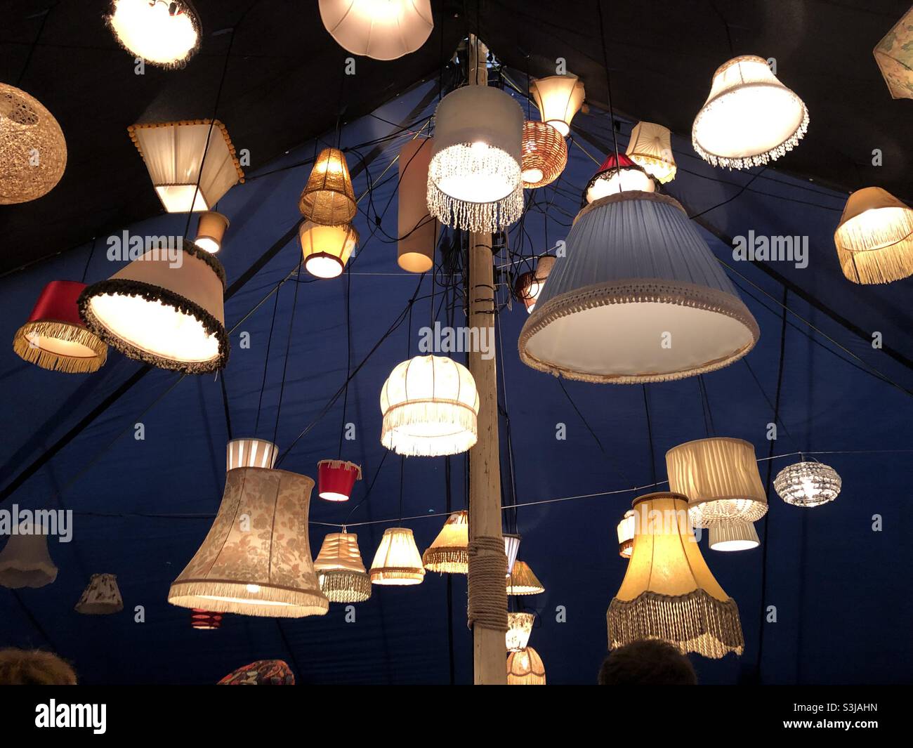 Lampshades in the Kashmir tent at Isle of Wight festival lighting up