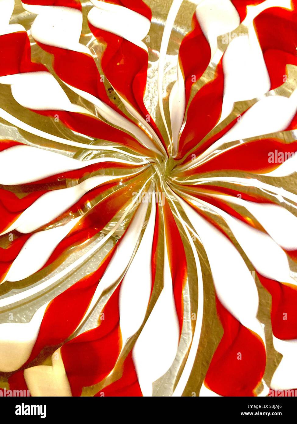 Looking into the cone of hand blown glass sculpture - Smartphone Captured Stock Image