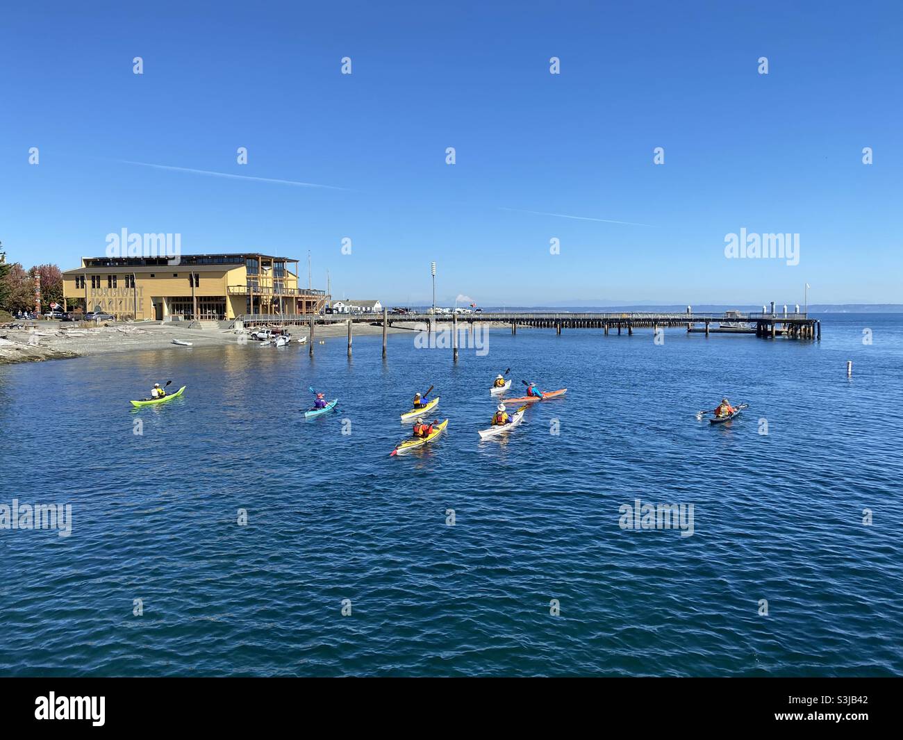 Kayaker in the bay Stock Photo