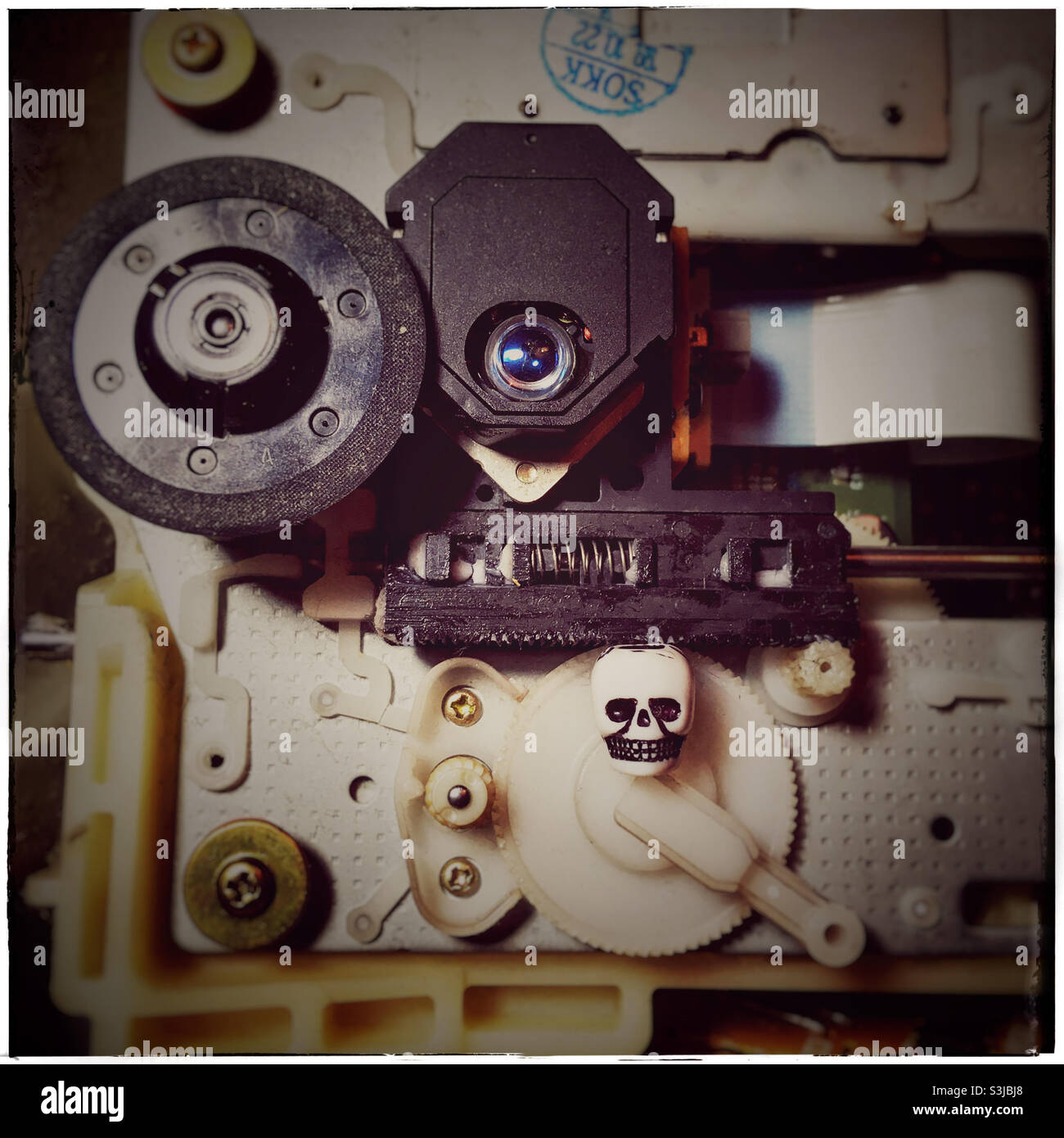 Steampunk laser-eyed monster with skull - Smartphone Captured Stock Image