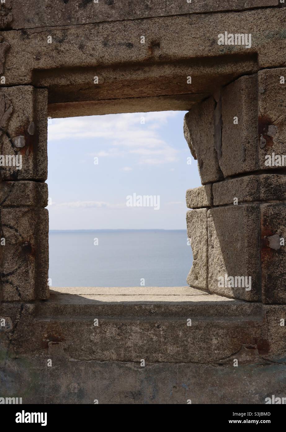 View on the ocean from an abandoned house - Smartphone Captured Stock Image