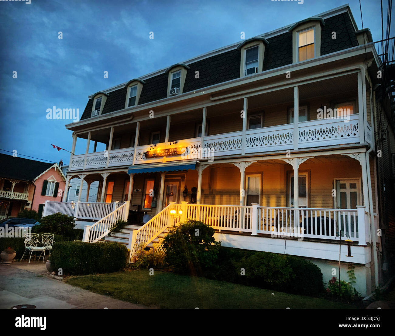 August, 2021, Carriage House Bed and Breakfast, Ocean Grove, Neptune Township, Monmouth County, New Jersey, United States - Smartphone Captured Stock Image