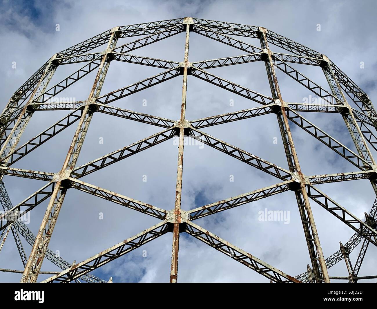 Metal frame of old gas works cylinder - Smartphone Captured Stock Image