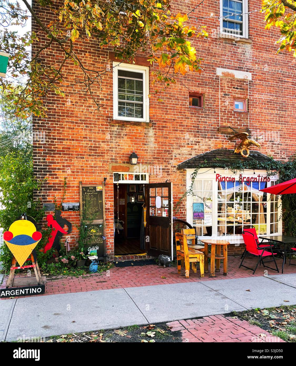 A queen antique shop on the main street of the Hudson River tourists destinations, cold spring, New York state, USA, 2021 - Smartphone Captured Stock Image