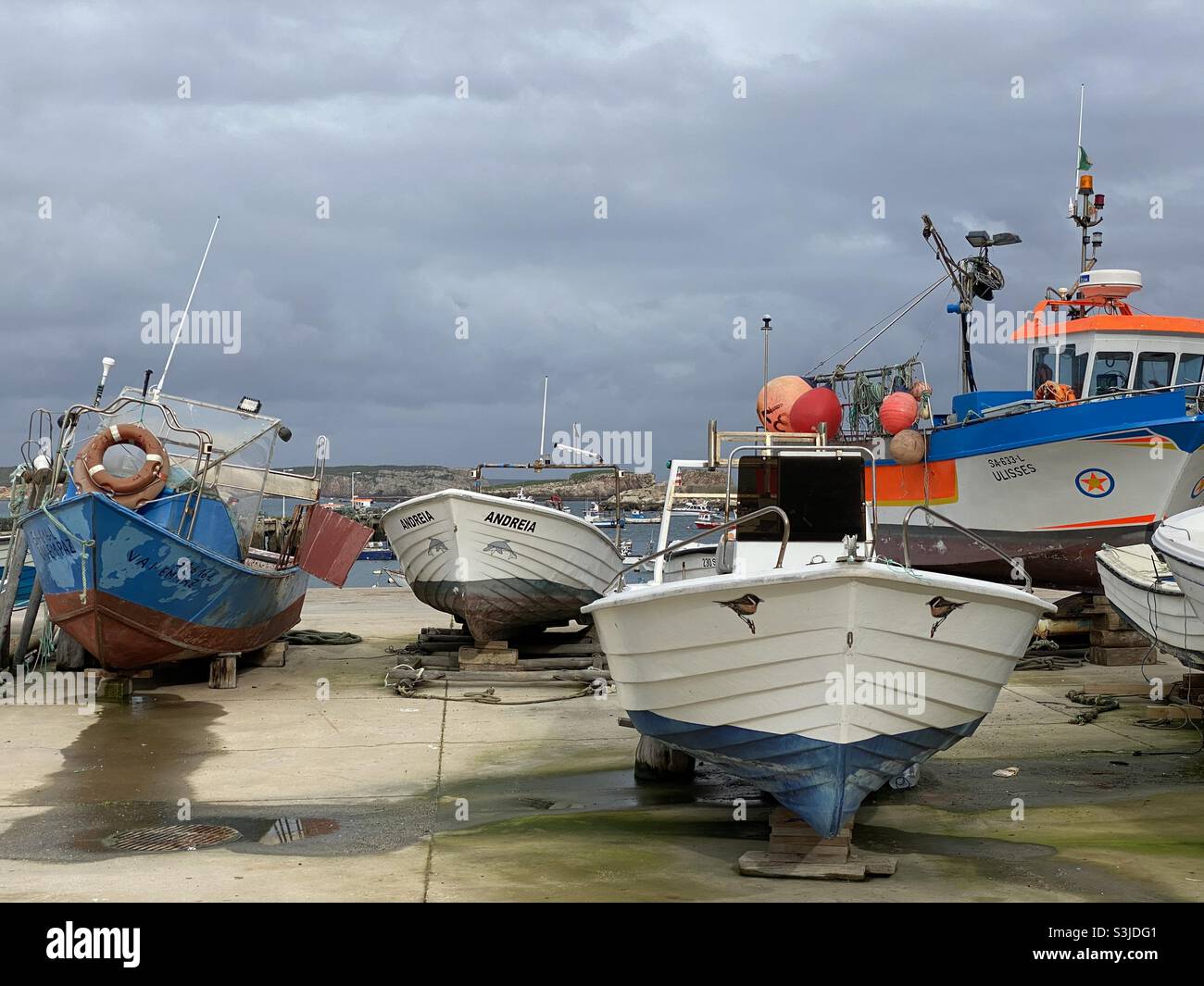 Fishing boats on the hard in Sagres in Portugal - Smartphone Captured Stock Image