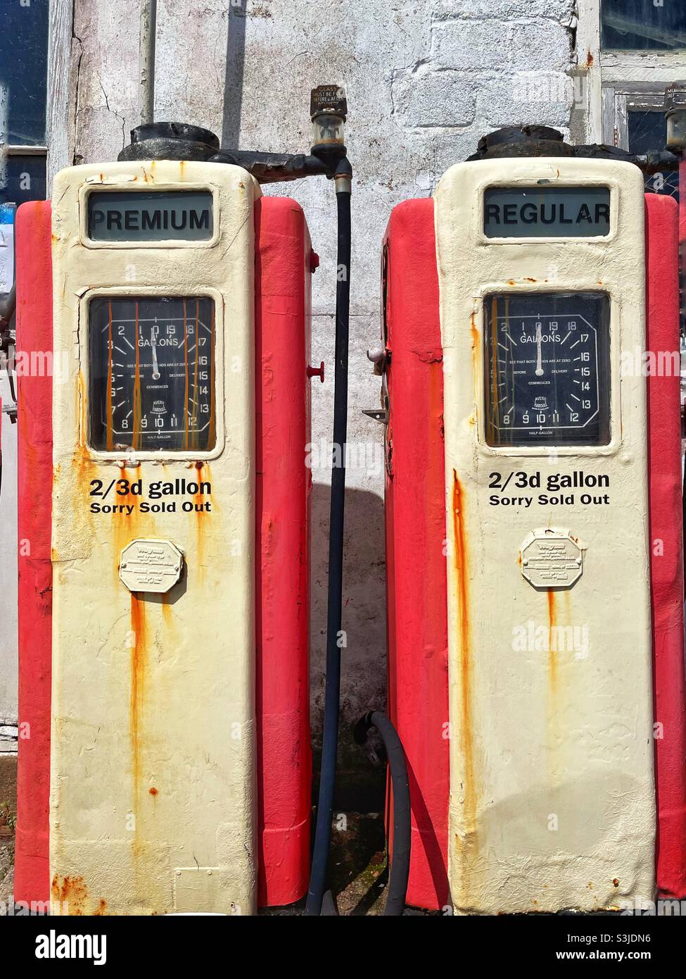 Old vintage petrol pumps at St Mawes, Cornwall, England Stock Photo Alamy