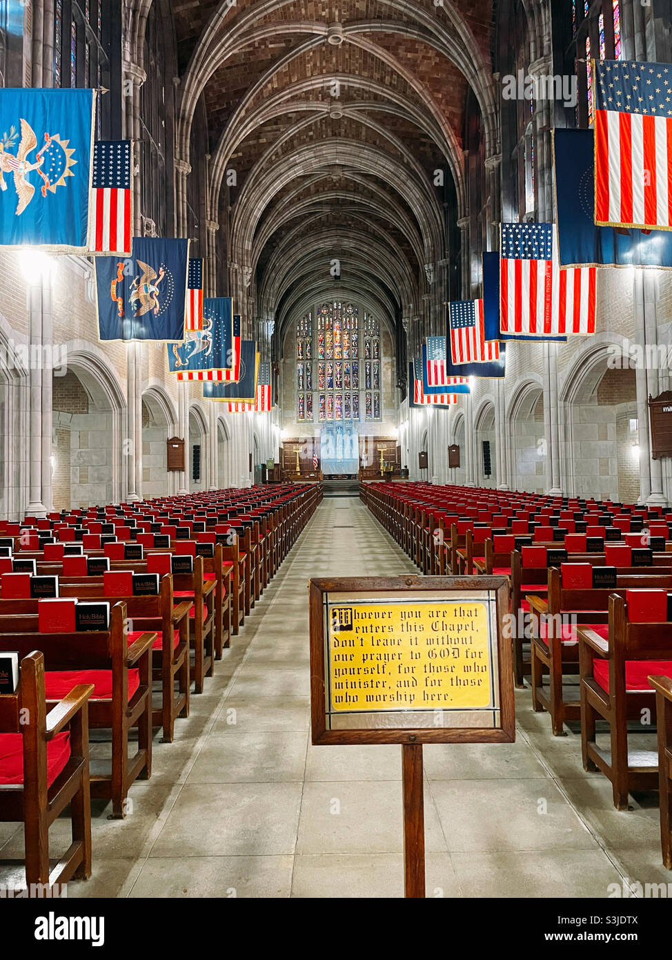 United States military academy, The main aisle of the Cadet Chapel ...