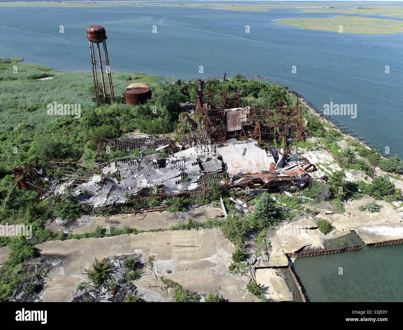 Abandoned Crab Island Fish Factory Stock Photo Alamy