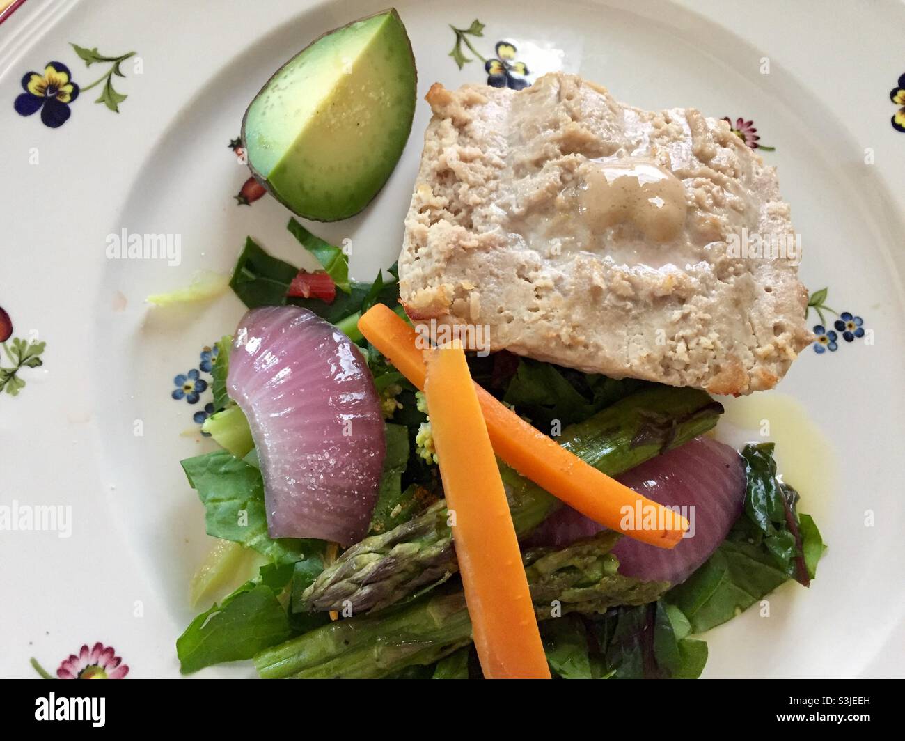 Turkey burgers with grilled veggies - Smartphone Captured Stock Image