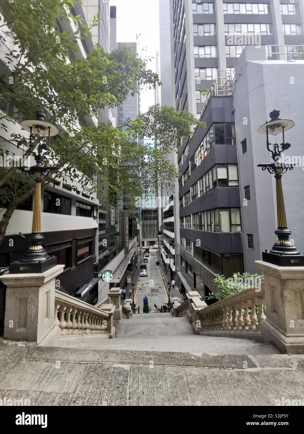 Duddell street steps and gas lamps in Hong Kong Stock Photo Alamy