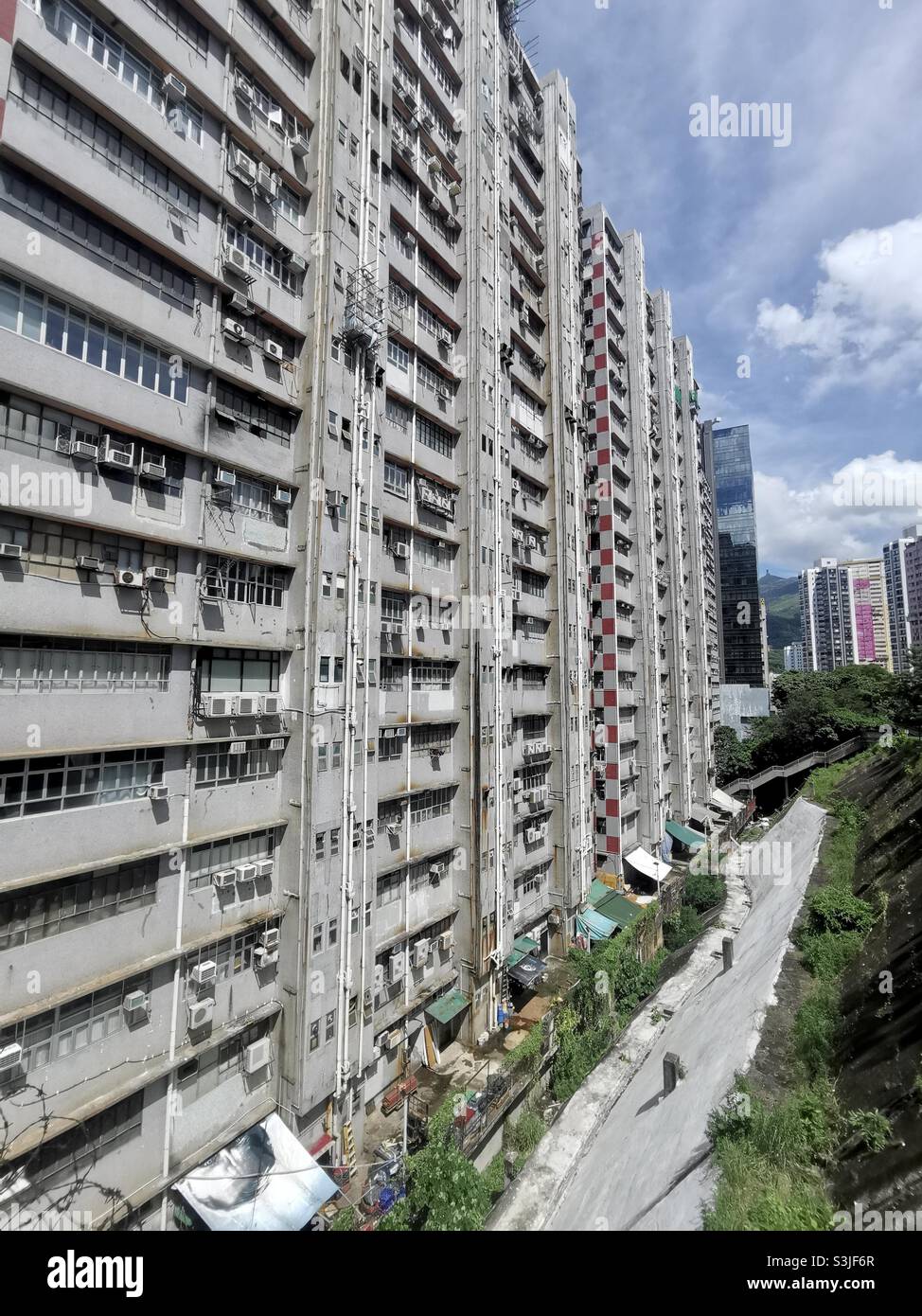 Industrial buildings in Kwai Ching, Hong Kong. Stock Photo