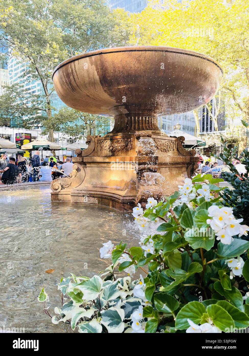 Fountain in Bryant Park - Smartphone Captured Stock Image