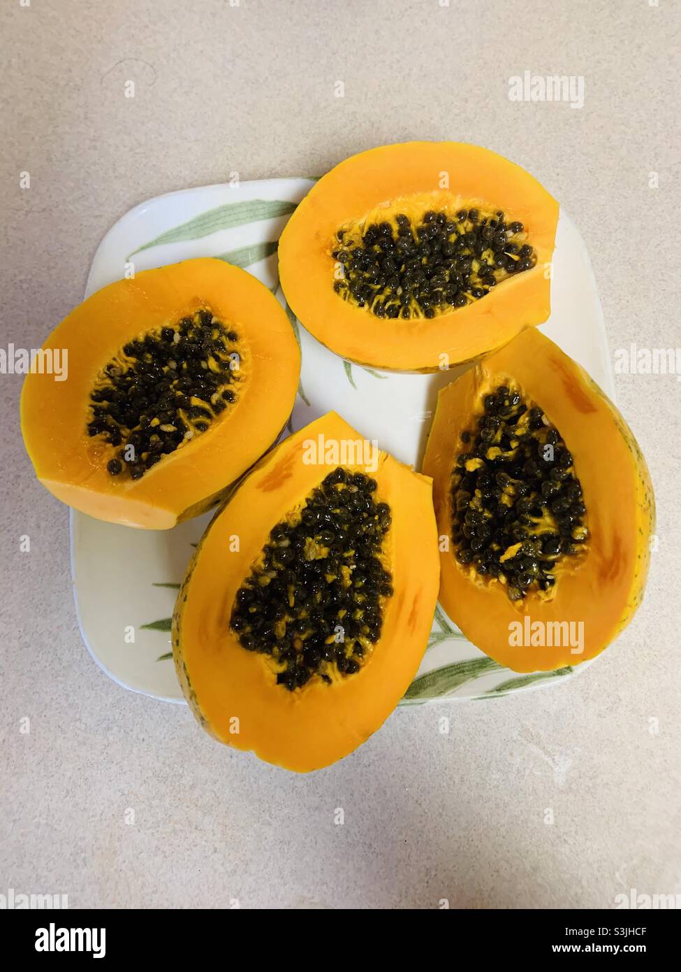 Fresh papayas Stock Photo