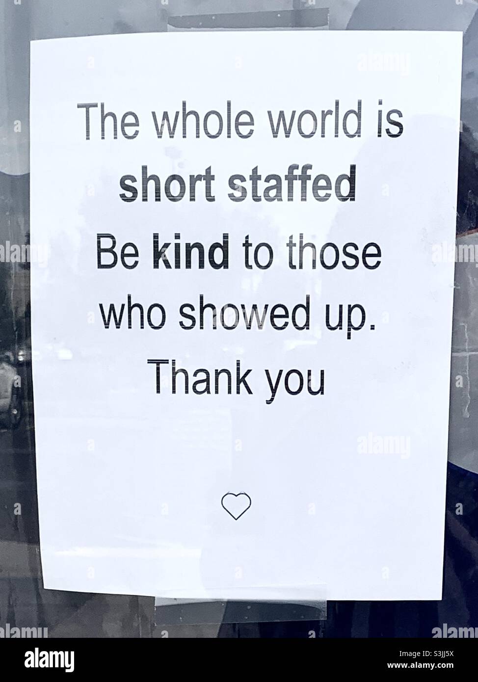 Business sign short staffed employees at local businesses USA, America Stock Photo Alamy