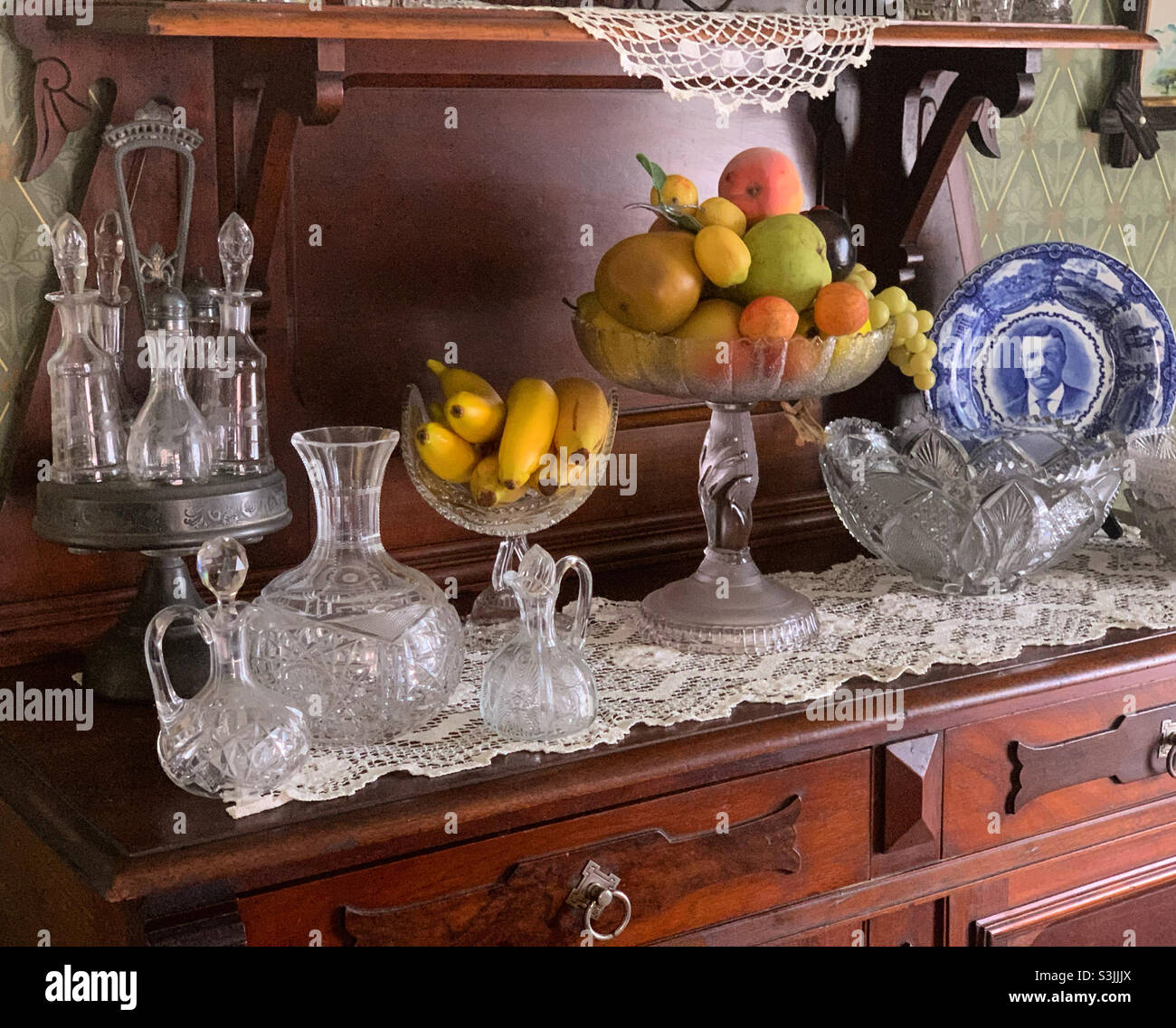 August, 2021, inside the Centennial Cottage, built in 1884 and restored to illustrate life in the area in the late nineteenth century. Ocean Grove, Neptune Township, Monmouth County, New Jersey, USA - Smartphone Captured Stock Image