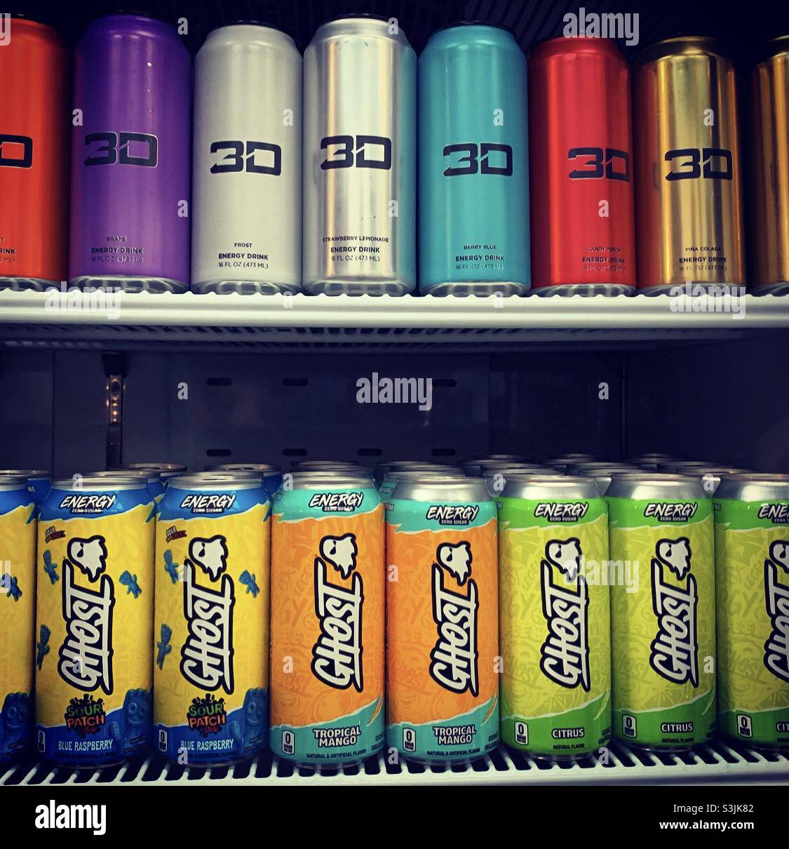 3D and ghost energy drink display Stock Photo Alamy
