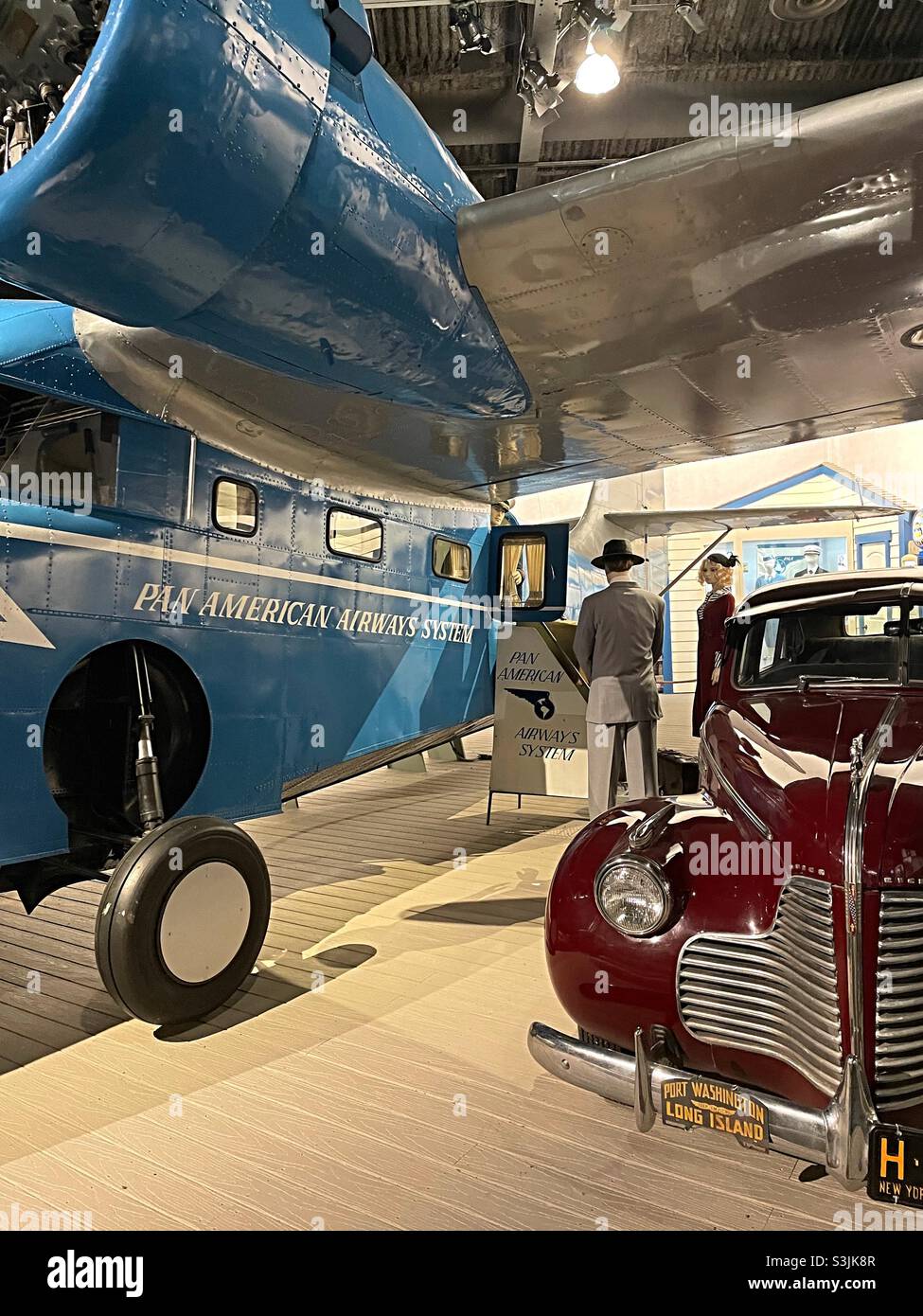 Pan-American airways display at the cradle of aviation Museum in Garden City Long Island, 2021, USA Stock Photo