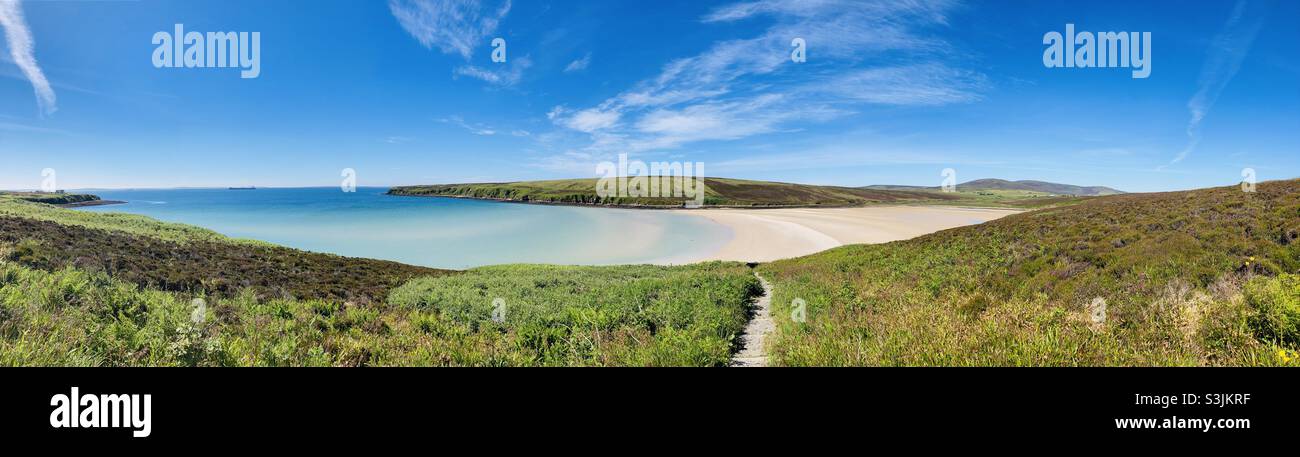 Waulkmill Beach Orkney in the sunshine and tide out. Scotland Stock Photo