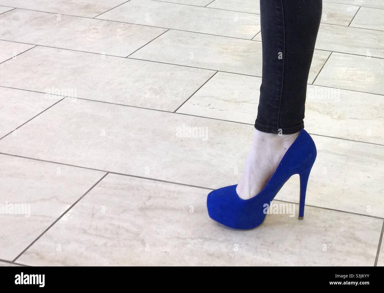 High heeled Blue shoe - Smartphone Captured Stock Image