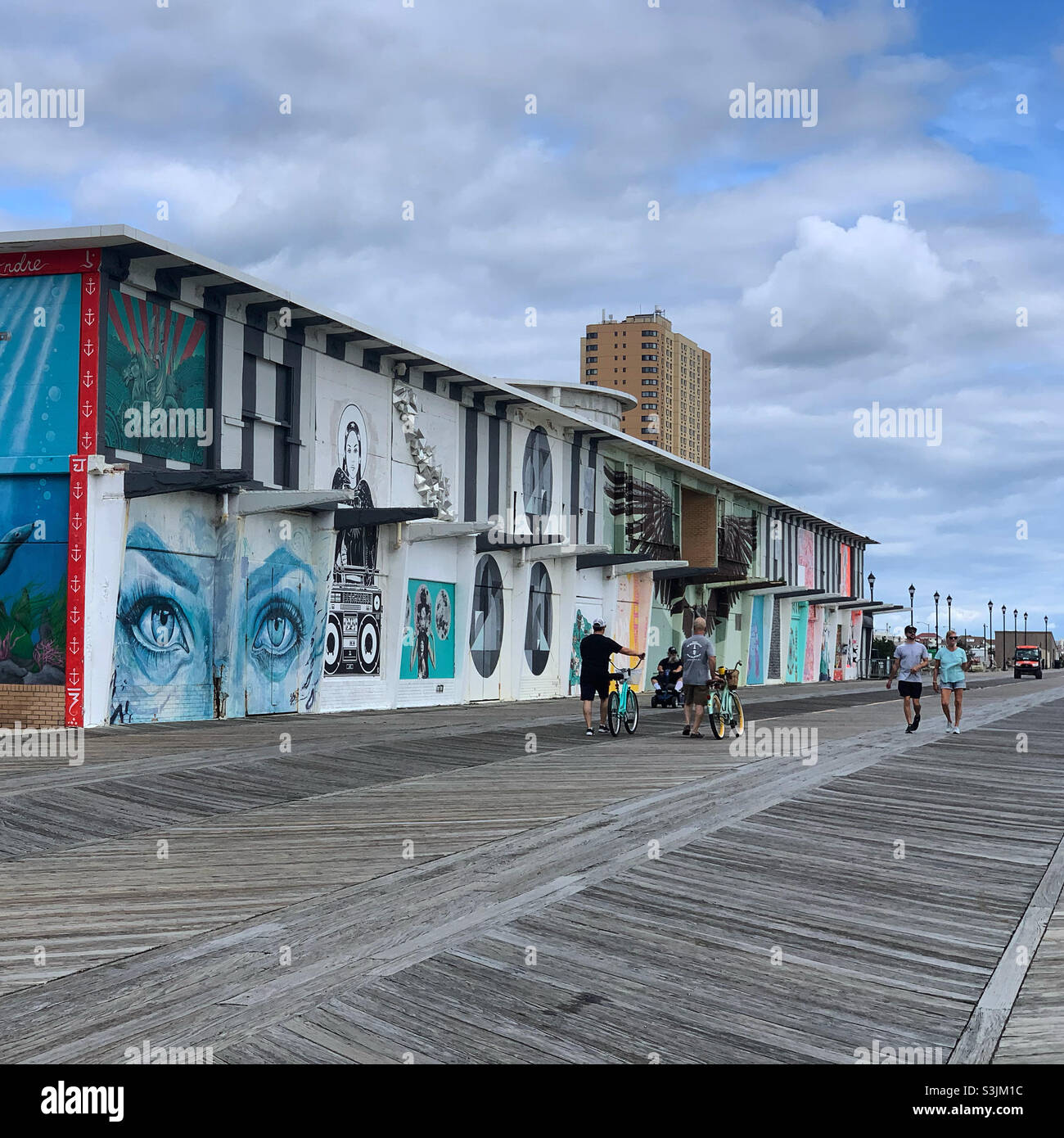 August, 2021, Asbury Park Boardwalk, Asbury Park, Monmouth County, New Jersey, United States - Smartphone Captured Stock Image