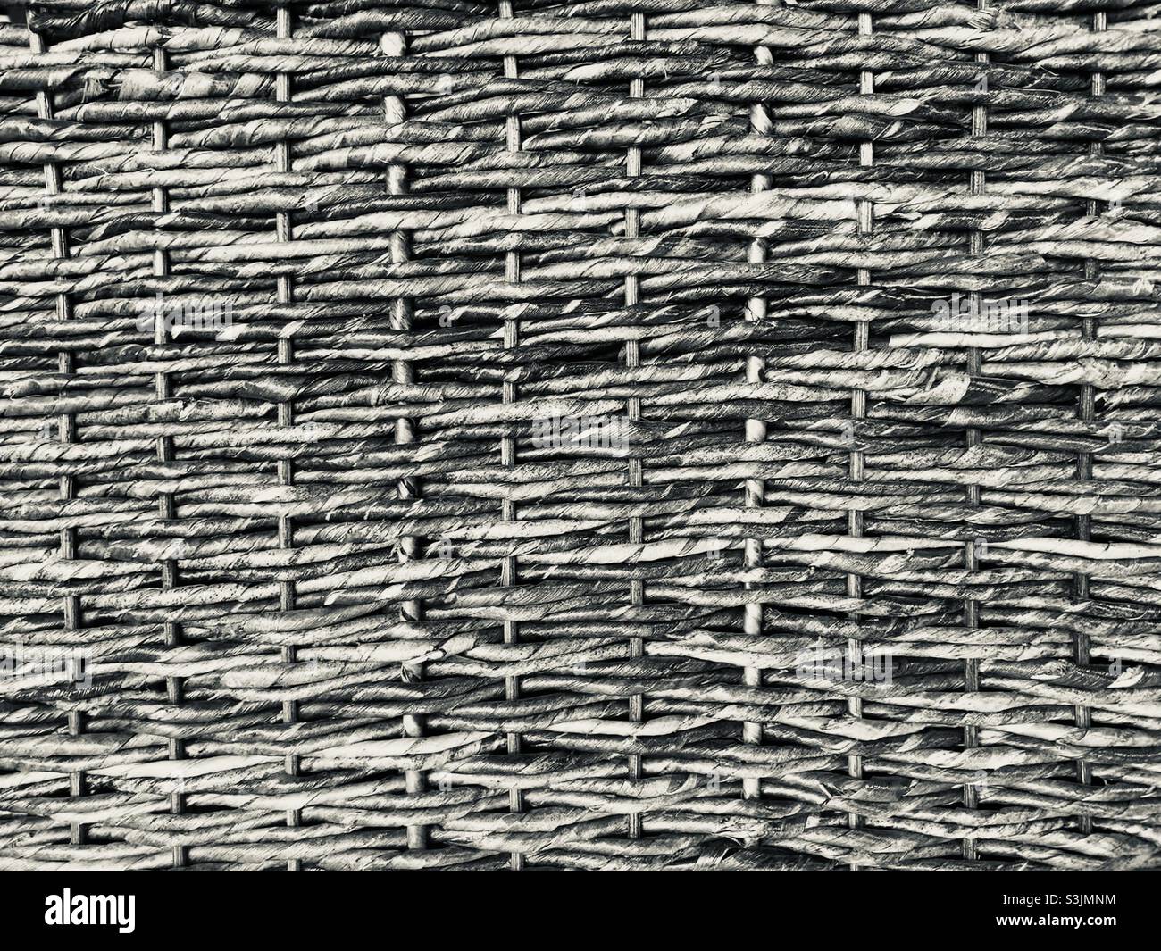 Textured wicker basket background black and white Stock Photo